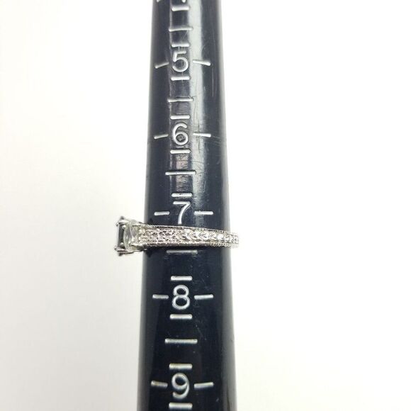 Vintage Black Oval Rhinestone Silver Tone Band, Stacking, Estate - Picture 4 of 6